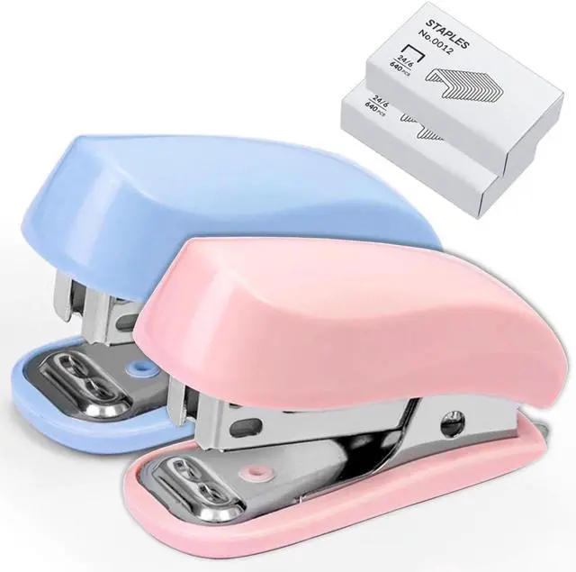 Main image of WIWUE GUO Mini Stapler, Blue & Pink