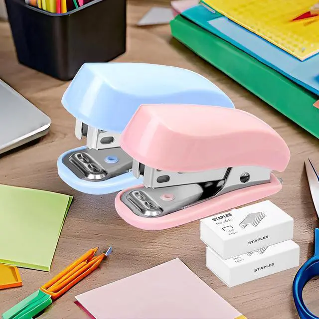 Alt view image 5 of 7 - WIWUE GUO Mini Stapler, Blue & Pink