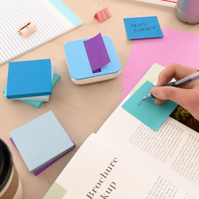 Alt view image 5 of 5 - Staples PopUp Sticky Notes, 3" x 3", Watercolor Colors, 600 Sheets DispenserReady Decorative Notes for Planning & Journaling