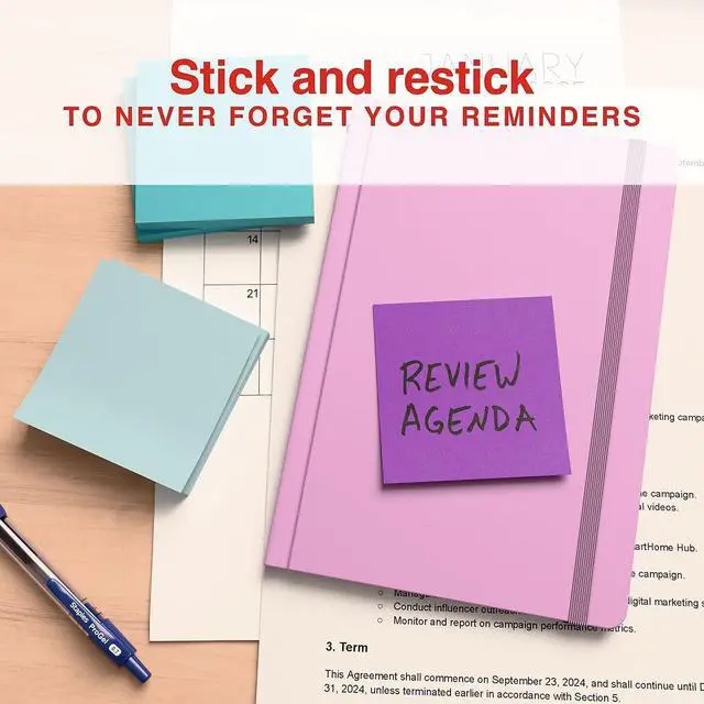 Alt view image 4 of 5 - Staples PopUp Sticky Notes, 3" x 3", Watercolor Colors, 600 Sheets DispenserReady Decorative Notes for Planning & Journaling