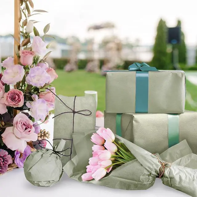 Alt view image 5 of 5 - 120 Sheets 14 x 20 Inch Sage Green Tissue Paper for Gift Bag