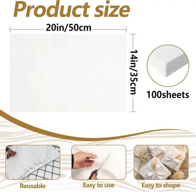 Alt view image 2 of 6 - Bobobag 100 Sheets White Tissue Paper 20"X14" Tissue Paper for Gift Bags, Gift Wrapping Tissue, Christmas Tissue Paper Anniversary Holiday Decoration Arts Craft