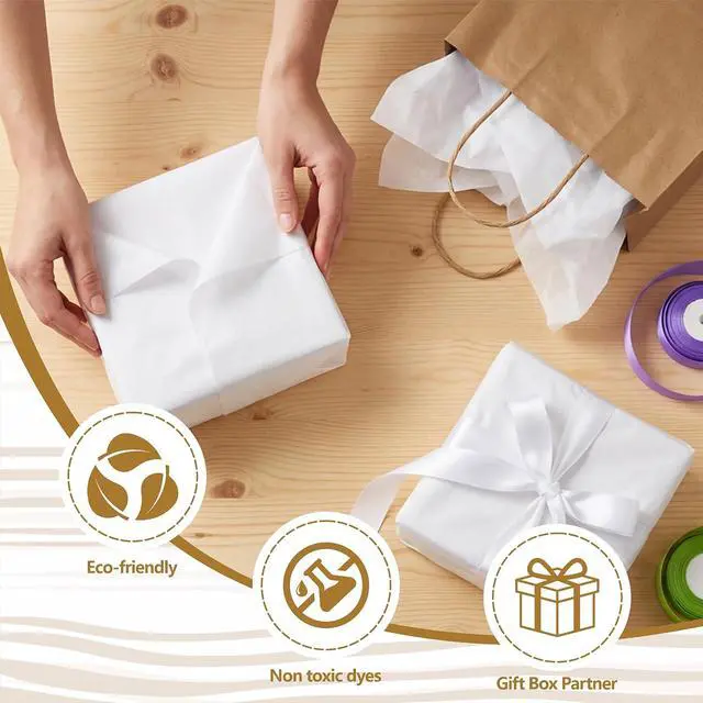 Alt view image 3 of 6 - Bobobag 100 Sheets White Tissue Paper 20"X14" Tissue Paper for Gift Bags, Gift Wrapping Tissue, Christmas Tissue Paper Anniversary Holiday Decoration Arts Craft