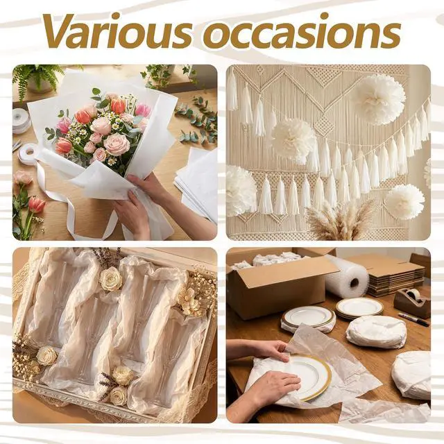 Alt view image 5 of 6 - Bobobag 100 Sheets White Tissue Paper 20"X14" Tissue Paper for Gift Bags, Gift Wrapping Tissue, Christmas Tissue Paper Anniversary Holiday Decoration Arts Craft