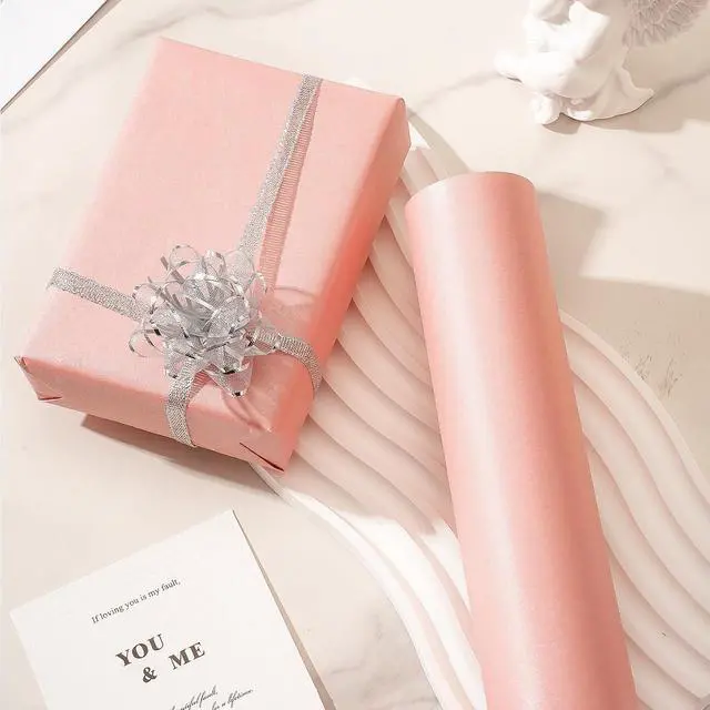 Alt view image 4 of 7 - Juertime Pink Wrapping Paper for Girl Women, Mini Roll 17 In X 32.8 Ft