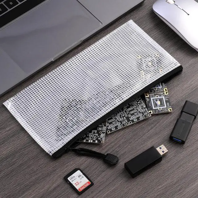 Alt view image 3 of 7 - 12 Pieces Plastic Mesh Zipper Pouch Bag/Zipper Envelope Document Storage Pouch Bag/Zip File Folder/Office Supplies Bills File Waterproof Zipper Pouche/Storage Pouch for Puzzle and Office