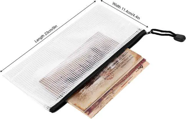 Alt view image 7 of 7 - 12 Pieces Plastic Mesh Zipper Pouch Bag/Zipper Envelope Document Storage Pouch Bag/Zip File Folder/Office Supplies Bills File Waterproof Zipper Pouche/Storage Pouch for Puzzle and Office