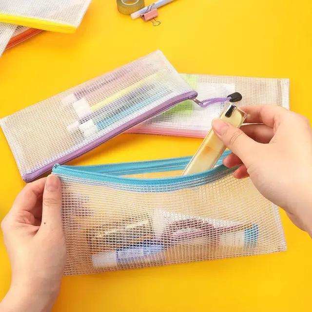 Alt view image 7 of 7 - Tamaki 10 Pack Small Mesh Zipper Pouch Bags A6 Size, Colorful