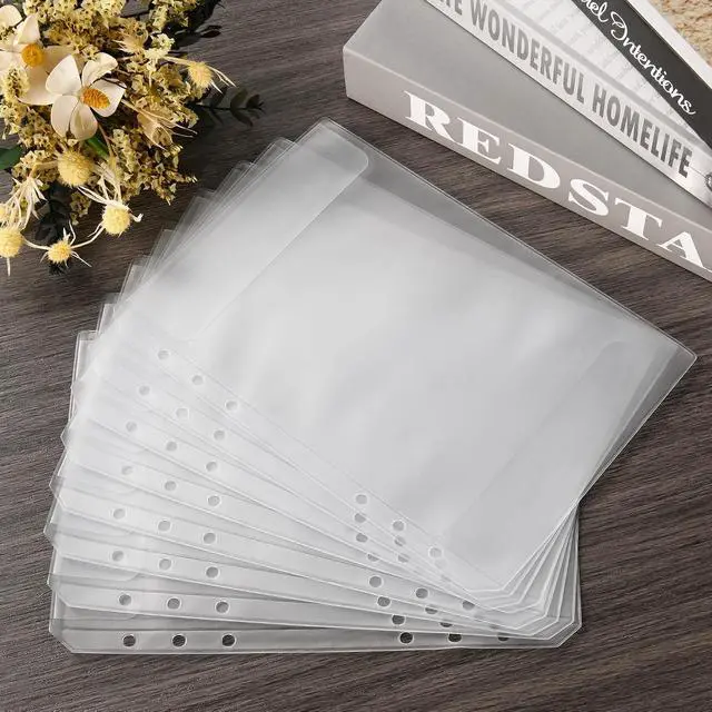 Alt view image 4 of 6 - 12 Pieces A5 Clear Binder Insert Pocket - 6 Hole No Zipper Envelope for Planner, Budgeting, Saving, Financial Record, Document Organization, Journaling, Specimen, Stamp, Photo, and Postcard