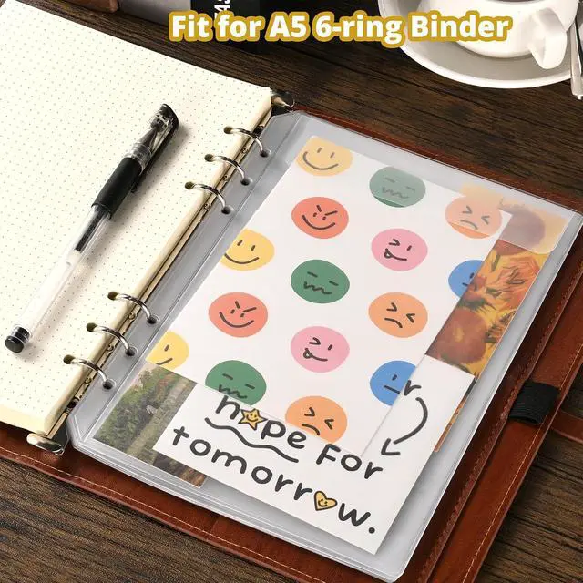 Alt view image 5 of 6 - 12 Pieces A5 Clear Binder Insert Pocket - 6 Hole No Zipper Envelope for Planner, Budgeting, Saving, Financial Record, Document Organization, Journaling, Specimen, Stamp, Photo, and Postcard