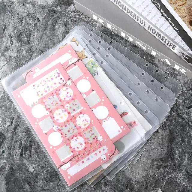 Alt view image 6 of 6 - 12 Pieces A5 Clear Binder Insert Pocket - 6 Hole No Zipper Envelope for Planner, Budgeting, Saving, Financial Record, Document Organization, Journaling, Specimen, Stamp, Photo, and Postcard