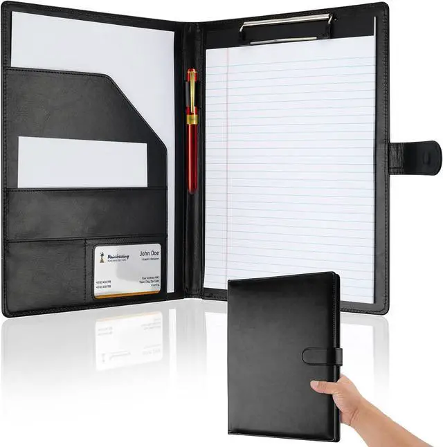 Main image of Professional Padfolio with Clipboard, Faux Leather Portfolio Folder Binder
