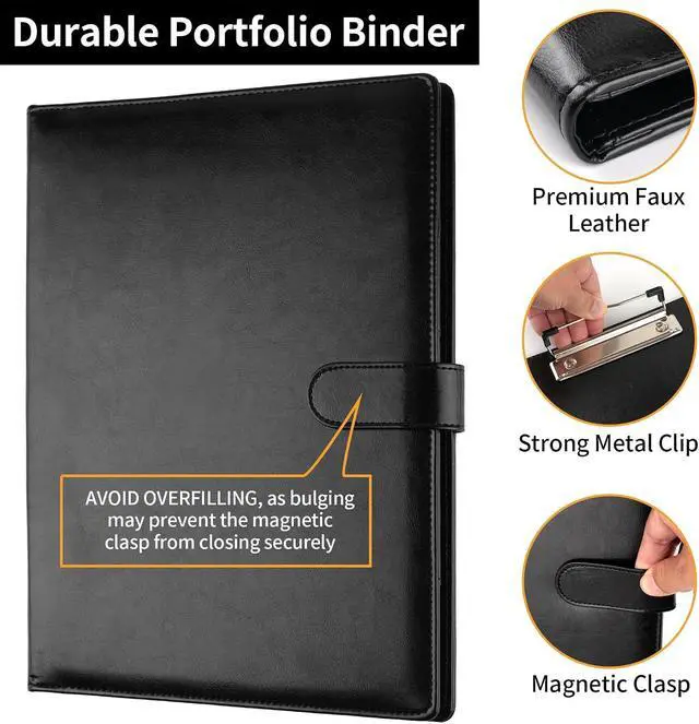 Alt view image 6 of 7 - Professional Padfolio with Clipboard, Faux Leather Portfolio Folder Binder
