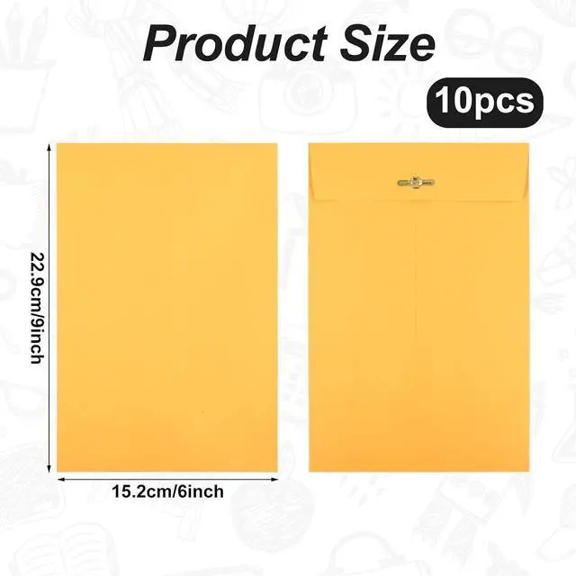 Alt view image 2 of 7 - 10pcs Heavy Duty Clasp Mailing Envelopes 6x9 Inches, Large Kraft Catalog Envelope Thick Manila Envelopes with Clasp Closure for Office Business School Home