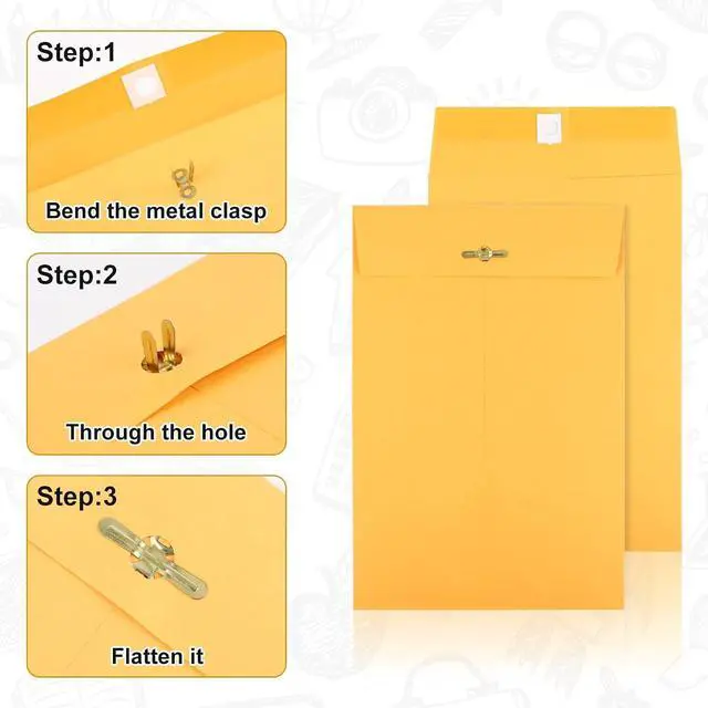 Alt view image 5 of 7 - 10pcs Heavy Duty Clasp Mailing Envelopes 6x9 Inches, Large Kraft Catalog Envelope Thick Manila Envelopes with Clasp Closure for Office Business School Home