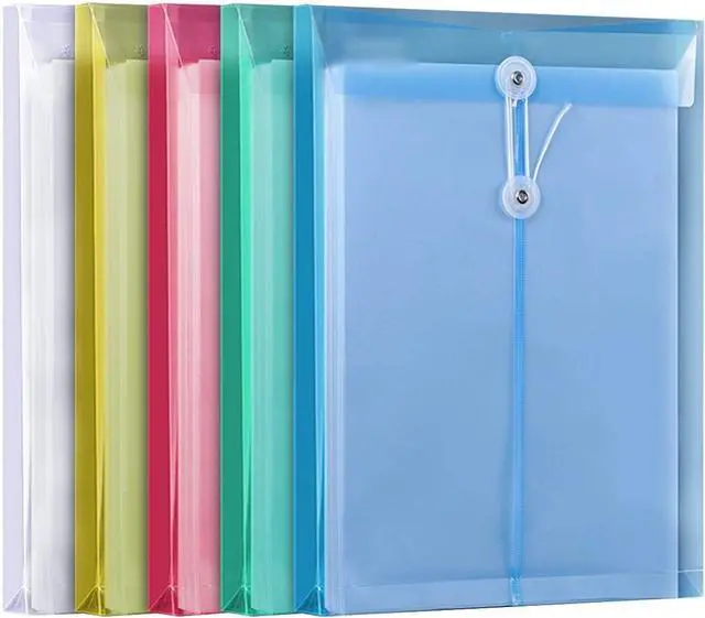 Main image of LaOficina 5 Pack Poly Envelopes with String Button Closure, Letter Size