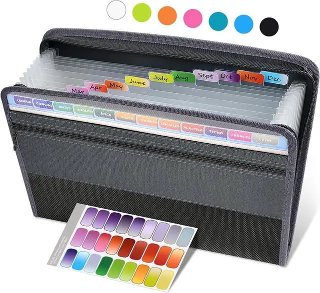 Main image of Sooez Accordion File Organizer with Zipper, 12 Pocket Expanding File Folder