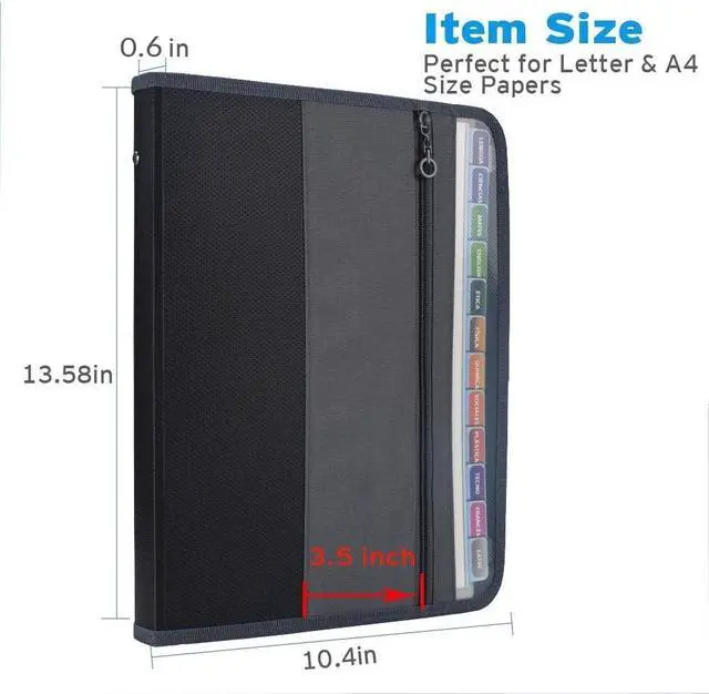 Alt view image 3 of 7 - Sooez Accordion File Organizer with Zipper, 12 Pocket Expanding File Folder