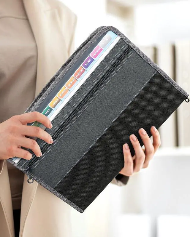 Alt view image 7 of 7 - Sooez Accordion File Organizer with Zipper, 12 Pocket Expanding File Folder