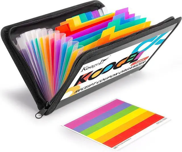 Main image of Koogel 13 Pockets Expanding File Folder, Zipper Accordion Organizer, Black