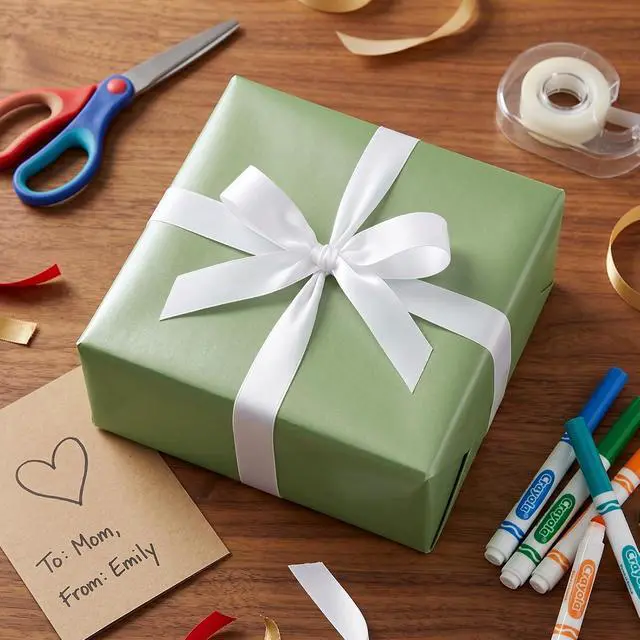 Alt view image 4 of 7 - Sage Green Matte Wrapping Paper,Pearly-Lustre Paper,Gift Wrapping Paper