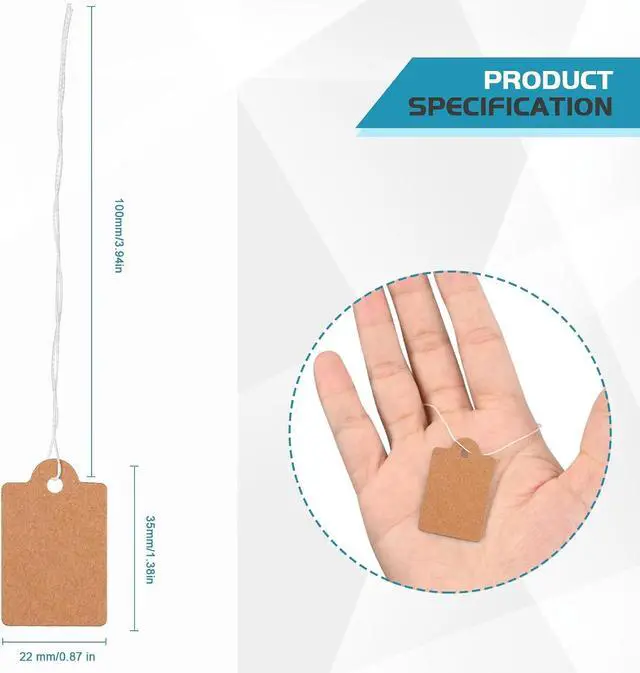 Alt view image 2 of 7 - 220 Pack Kraft Gift Tags with String Attached Marking Display Labels