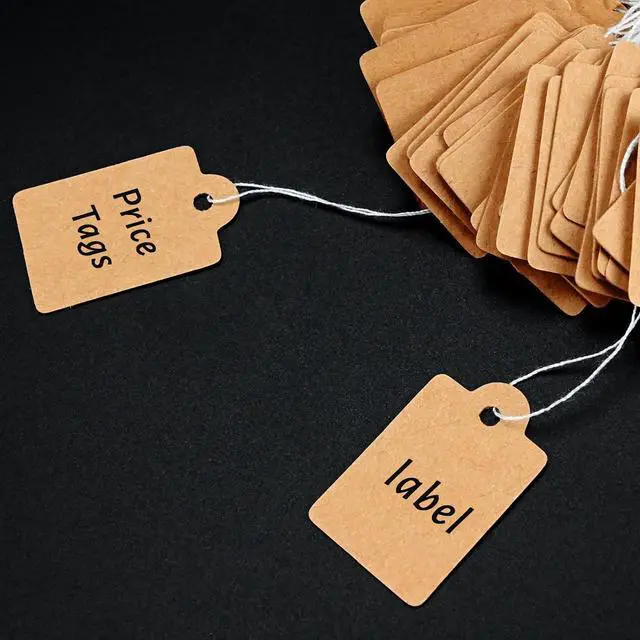 Alt view image 4 of 7 - 220 Pack Kraft Gift Tags with String Attached Marking Display Labels