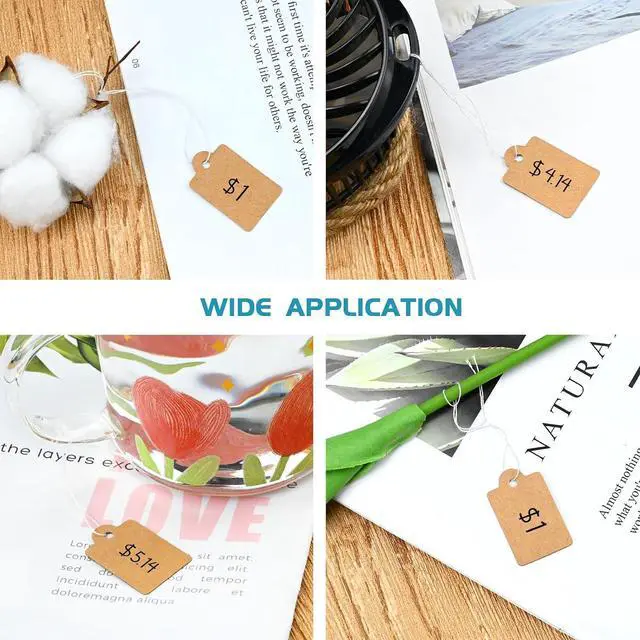 Alt view image 5 of 7 - 220 Pack Kraft Gift Tags with String Attached Marking Display Labels
