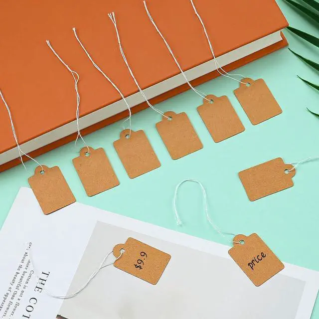 Alt view image 6 of 7 - 220 Pack Kraft Gift Tags with String Attached Marking Display Labels