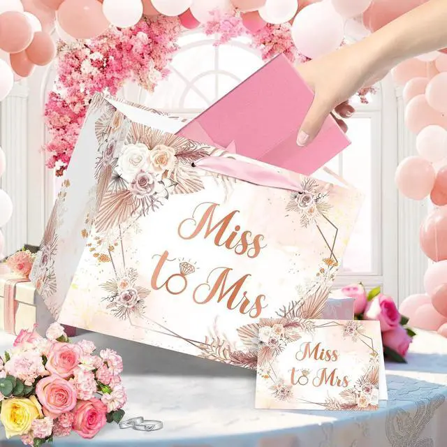 Alt view image 5 of 6 - Yomaiha Bridal Shower Gift Bag Wedding Miss to Mrs Gifts Bag with Tissue and Card Bridal Shower Gift Wrapping Paper Bag Floral Boho Wedding Gift Bags Bride Engagement Bachelorette Party Bag