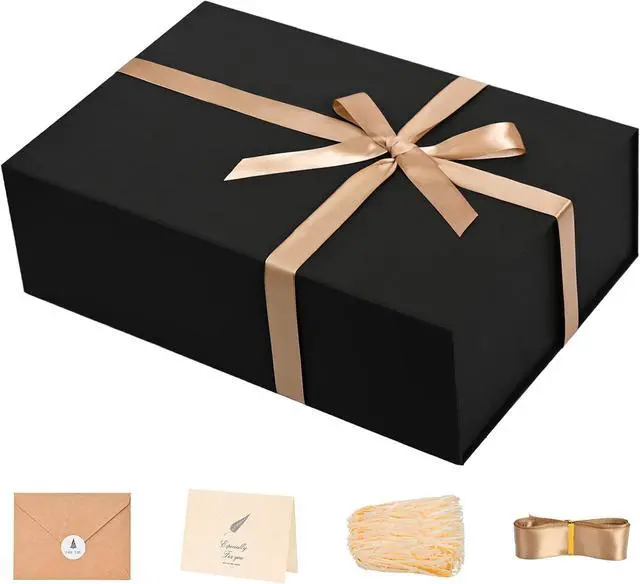 Main image of LIFELUM Black Gift Box for Birthday with Magnetic Lid, 13.5"x10"x4"