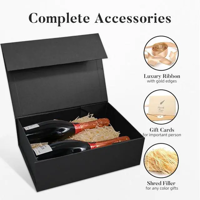 Alt view image 2 of 7 - LIFELUM Black Gift Box for Birthday with Magnetic Lid, 13.5"x10"x4"