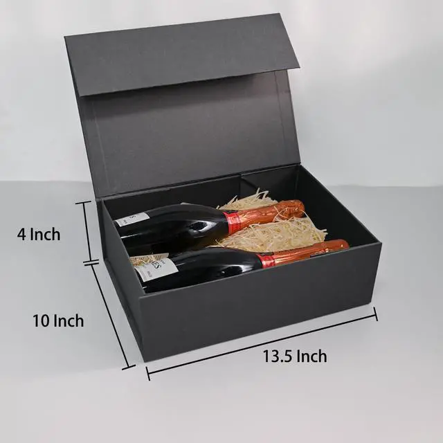 Alt view image 3 of 7 - LIFELUM Black Gift Box for Birthday with Magnetic Lid, 13.5"x10"x4"