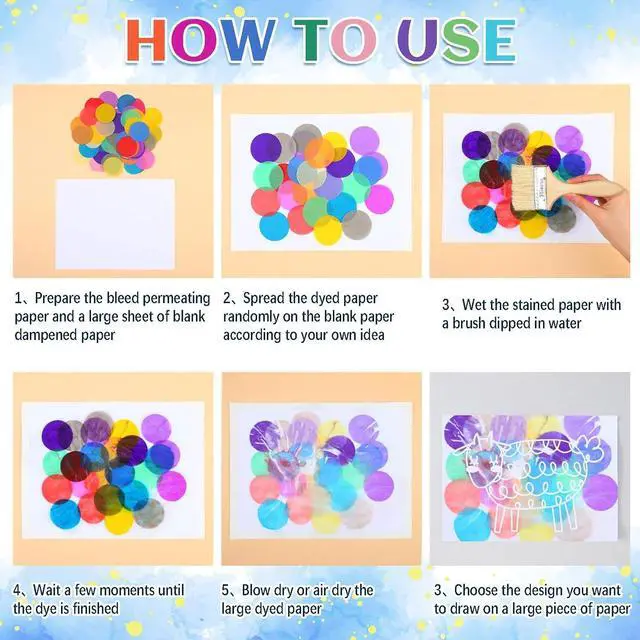 Alt view image 3 of 6 - AmazingSpark 7200 Pcs Bleeding Tissue Paper 2 Inch Art DIY Crafts, Round