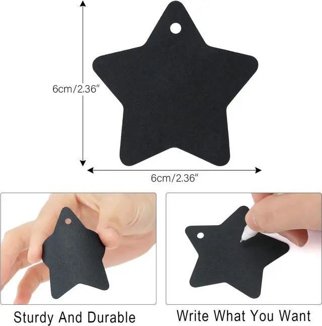 Alt view image 2 of 7 - G2PLUS Star Gift Tags, 100PCS Blank Star Shaped Tags, Kraft Paper Gift Tag with String for Present Wrapping, Wedding, Graduation, Christmas Party Favors (Black)