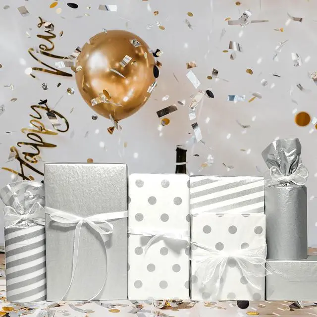 Alt view image 3 of 7 - Tissue Paper Gift Wrap, 30 Sheets Metallic Silver Gift Wrapping Tissue Paper for Gift Bags, Glitter Art Packaging for Birthday Party Favor Decor DIY Fringe Shredded Fill Confetti,19.7x13.8in