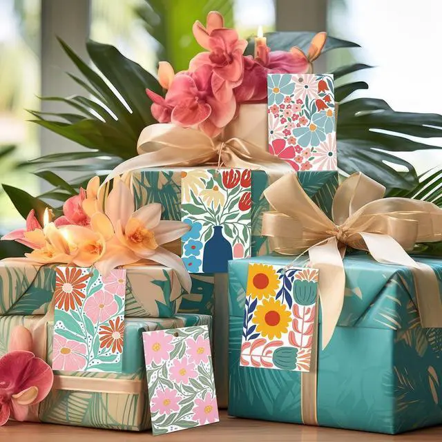 Alt view image 3 of 7 - AmazingSpark 50 Set Gift Tags with String, Abstract, Colorful