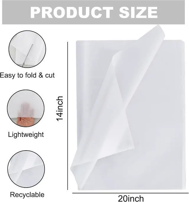 Alt view image 2 of 7 - BEISHIDA 100 Sheets White Tissue Paper Bulk for Gift Wrapping and Gift Bags