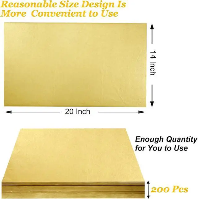 Alt view image 3 of 7 - 100 Sheets Gold Tissue Paper Artdly 12 x 20 Inches Gold Wrapping Paper Bulk for Weddings Birthday DIY Project Wrapping Crafts Decor