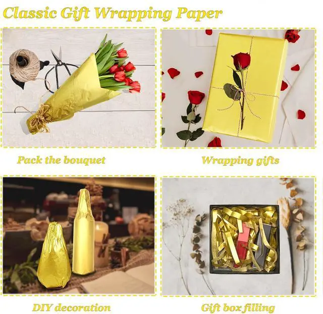 Alt view image 4 of 7 - 100 Sheets Gold Tissue Paper Artdly 12 x 20 Inches Gold Wrapping Paper Bulk for Weddings Birthday DIY Project Wrapping Crafts Decor