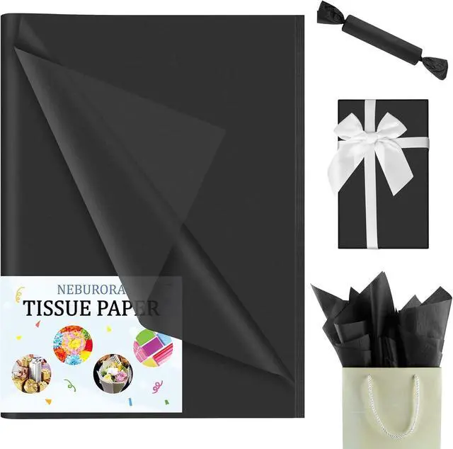 Alt view image 2 of 7 - NEBURORA 60 Sheets Black Tissue Paper Set Halloween Gift Wrap Paper(Black)