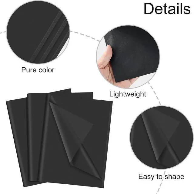 Alt view image 4 of 7 - NEBURORA 60 Sheets Black Tissue Paper Set Halloween Gift Wrap Paper(Black)