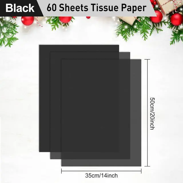 Alt view image 5 of 7 - NEBURORA 60 Sheets Black Tissue Paper Set Halloween Gift Wrap Paper(Black)