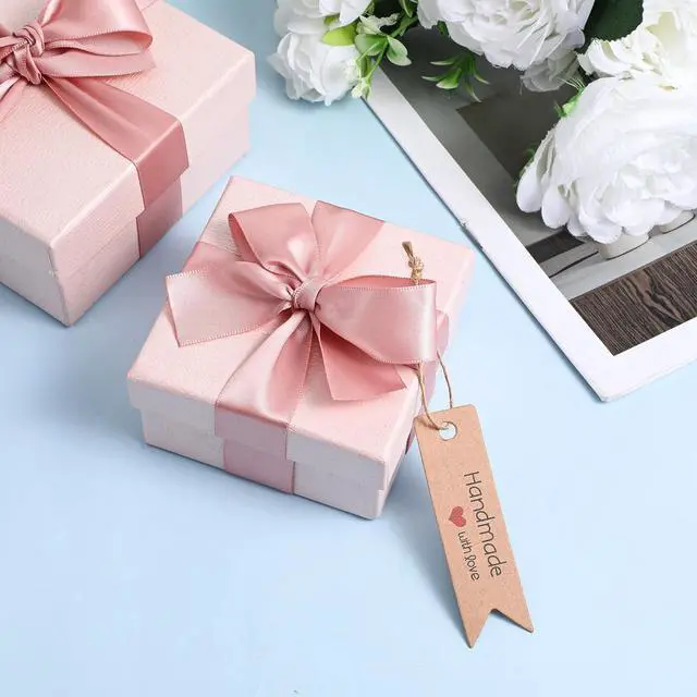 Alt view image 5 of 7 - 100 Pcs Tags for Gift Bags 2.8X1 in Paper Gift Tags with 66 ft String Holiday Gifts Labels Handmade with Love Tag for Wedding Birthday Party Favors Gifts Wrapping DIY Arts and Crafts