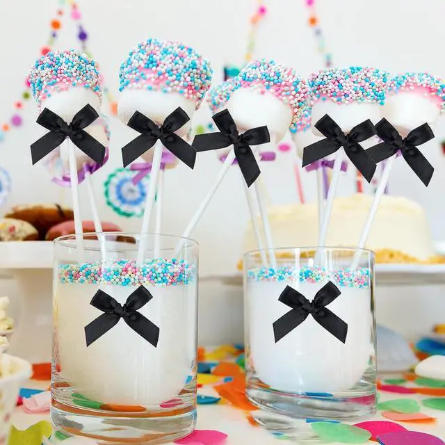 Alt view image 5 of 7 - NEBURORA 100 Pcs Mini Black Satin Fabric Ribbons Bows with Dot Stickers