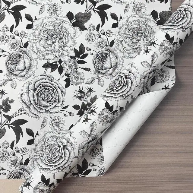 Alt view image 7 of 7 - YXTII Black and White Wrapping Paper with Cut Lines, Flower Gift Wrap for Birthday, Wedding, Baby Shower, Valentines, Christmas, Bridal Shower, 17 Inches x 9.8 Feet, Mini Roll