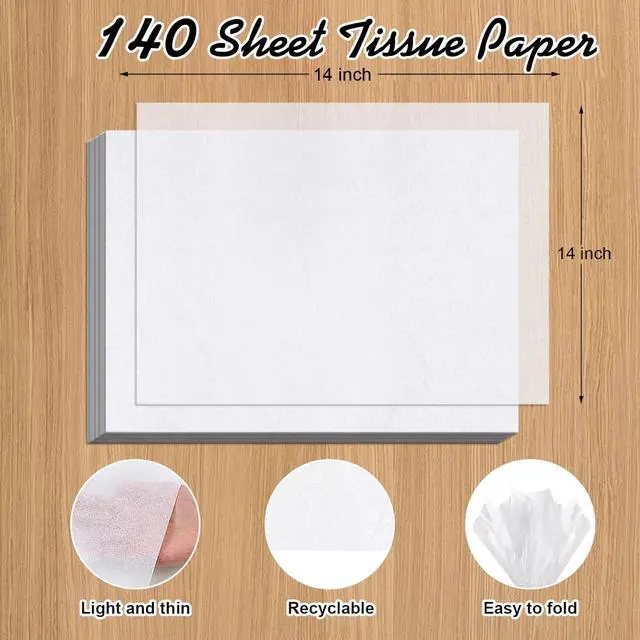 Alt view image 2 of 7 - Phinus 140 Sheets White Tissue Paper, 14 x 20 Inches Tissue Paper Bulk, Wrapping Tissue Papers for Weddings Birthday DIY Project Arts Craft Decor