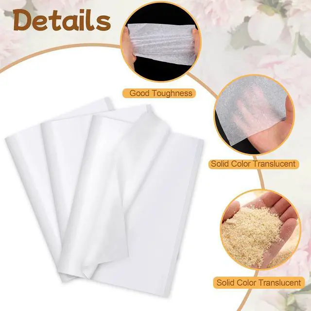 Alt view image 3 of 7 - Phinus 140 Sheets White Tissue Paper, 14 x 20 Inches Tissue Paper Bulk, Wrapping Tissue Papers for Weddings Birthday DIY Project Arts Craft Decor