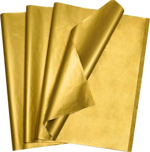Main image of Bobobag 100 Sheets Gold Tissue Paper,14"X20" Metallic Tissue Paper for Gift Bags, Birthday Anniversary Christmas Tissue Gift Wrapping, Holiday Decoration & Arts Craft