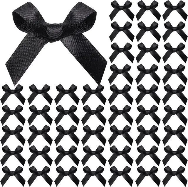 Main image of YGDZ 50 PCS Mini Black Bows, Small Stain Ribbon Black Bow for Cake, Tiny Bows for Crafts, Bow Decorations for Party Favors, Balloons